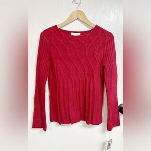 Lucy and Laurel Lamb's Wool Angora Rabbit Sweater Scarlet Red Women's Size M NWT